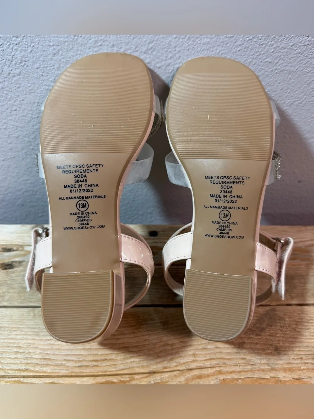 Rhinestone Ankle-Strap Sandals in light peach